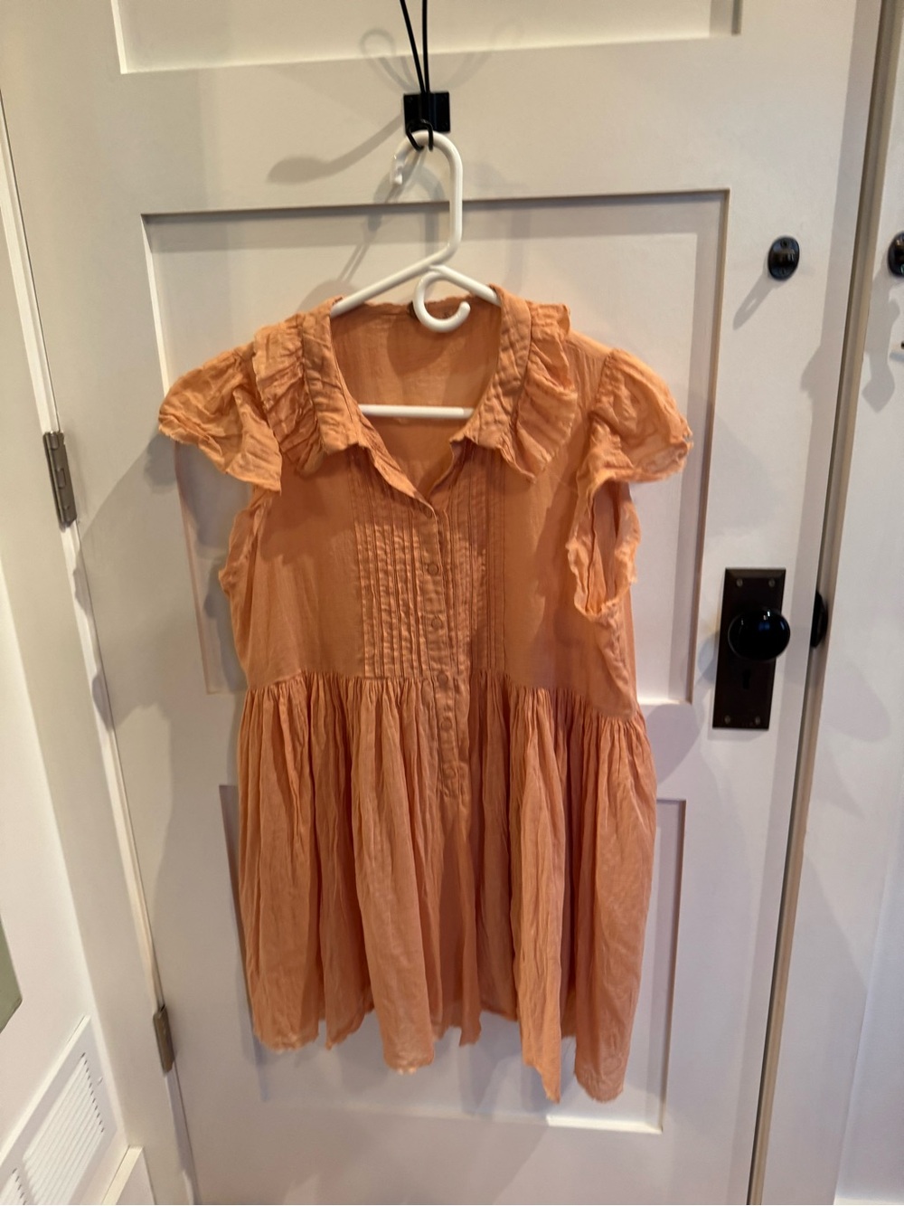 Women’s Peach Ruffle Button-Front Tunic - Picture 4 of 8